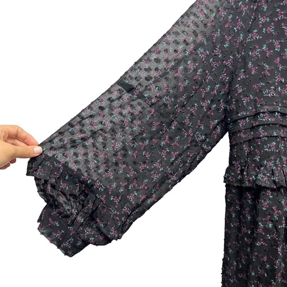 NWT ZARA BASIC Floral Swiss Dot Ruffle Babydoll Dress - Picture 5 of 7